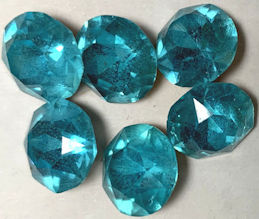 #BEADS1033 - Group of 10 Faceted and Foiled 11mm Oval Aquamarine Glass Czech Rhinestones