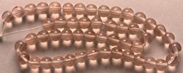 #BEADS1102 - Strand of 22 6mm Round Pink Transparent Czech Glass Beads