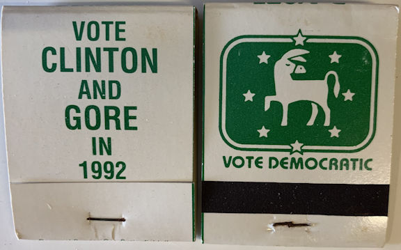 #PL352 - Vote Clinton and  Gore in 1992 Unused Pack of Matches