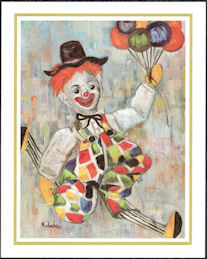 #MSPRINT304 - Clown Art Print by Michele - Clown with Balloons