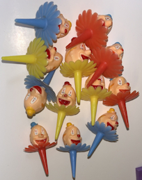 #MISCELLANEOUS314 - Group of 12 Hand Painted Clown Head Cake Toppers