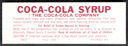 #CC418 - Coca Cola Syrup Label (Says Cocaine Removed) - Different Version