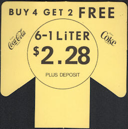 #CC384 - Special Deal Coca Cola Carton Insert Sign - Buy 4 Get 2 Free