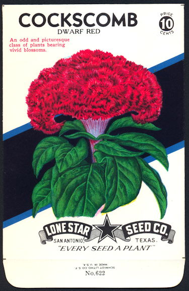 #CE007 - Brilliantly Colored Cockscomb Dwarf Red Lone Star 10¢ Seed Pack - As Low As 50¢ each