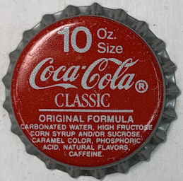 #BF300 - Group of 10 Plastic Lined Coca Cola Classic 10 Ounce Soda Bottle Caps