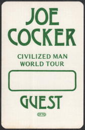 ##MUSICBP0199  - 1984 Joe Cocker Civilized Man World Tour OTTO Backstage Pass