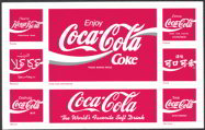 #CC219 - Sheet of Coca Cola Stickers in Many Languages