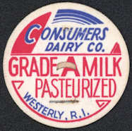 #DC149 - Consumers Dairy Co. Milk Bottle Cap - Westerly, RI