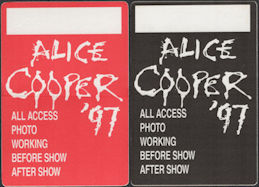 ##MUSICBP0825 - Pair of Uncommon Alice Cooper OTTO cloth Backstage Passes from the 1997 Fistful of Alice Tour