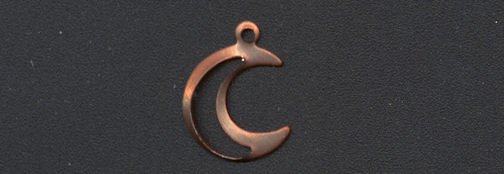 #BEADSC0279 - Solid Copper Moon Charm - As low as 10¢ each