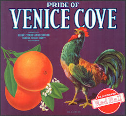 #ZLC095 - Pride of Venice Cove Crate Label with Rooster