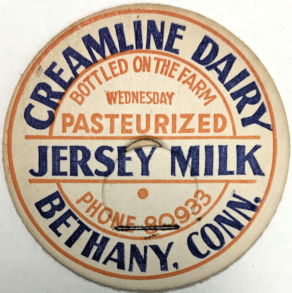 #DC276 - Creamline Dairy Jersey Milk Bottle Cap - Bethany, CT
