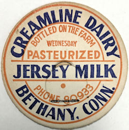 #DC276 - Creamline Dairy Jersey Milk Bottle Cap - Bethany, CT