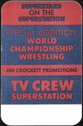 ##MUSICBP1774 - Super Rare 1986 WCW Wrestling World Heavyweight Championship OTTO Cloth TV Crew Pass