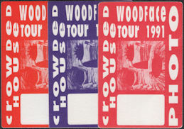 ##MUSICBP0711  - Group of 3 Different Colored Crowded House Cloth OTTO Backstage Photo Passes from the 1991 Woodface Tour