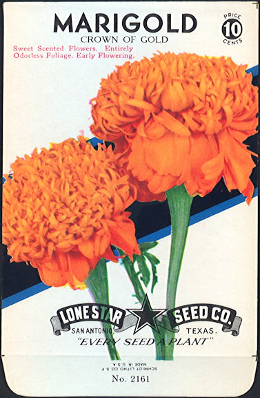 #CE015 - Colorful Crown of Gold Marigold Lone Star 10¢ Seed Pack - As Low As 50¢ each