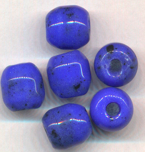 #BEADS0711 - Large Heavy Blue Glass Czech Barrel Bead - As low as 15¢ each