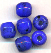 #BEADS0711 - Large Heavy Blue Glass Czech Barrel Bead - As low as 15¢ each