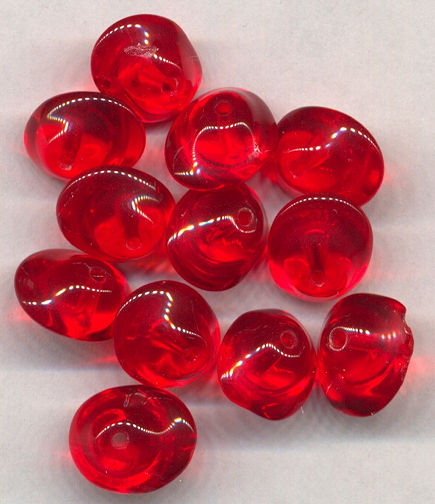 #BEADS0712 - Group of 10 Unusual Shaped Red Glass Czech Bead