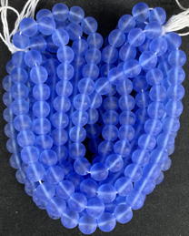 #BEADS1052 - Group of 290+ 8mm Round Frosted Blue Czech Beads