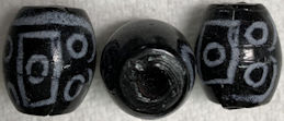#BEADS0170 - Group of 4 Large Heavy Glass 22mm Black and White Tibetan Dzi Blessings Beads