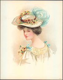 #MSPRINT153 - 1908 Victorian Print - Lady with Daisies in Her Hat