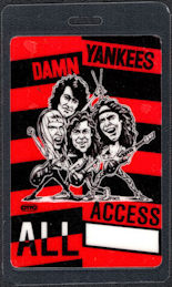 ##MUSICBP0501 - Uncommon Damn Yankees VIP Laminated Backstage Pass from the Damn Yankees Tour