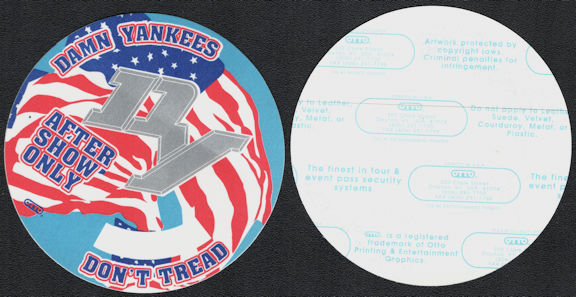 ##MUSICBP0715  - Damn Yankees OTTO Cloth After Show Backstage Pass from the 1992 Don't Tread Tour