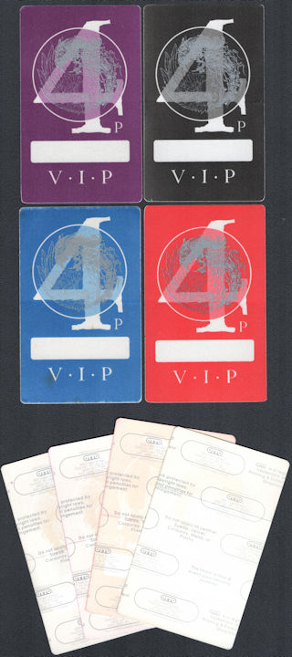 ##MUSICBP0791 - Group of Four Different Colored Danzig OTTO V.I.P.  Cloth Backstage Passes from the 1994 Tour with Marilyn Manson and Korn