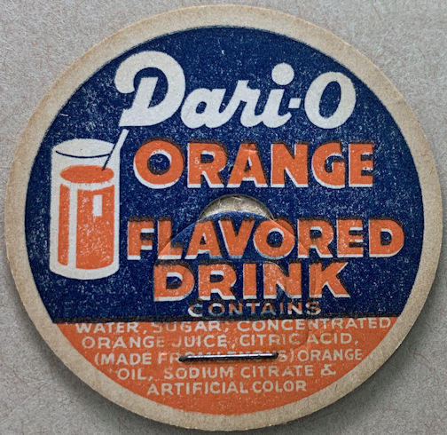 #DC219 - Dari-O Orange Milk Bottle Cap Picturing a Glass of Orange Drink
