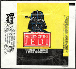 #Cards273 - Star Wars Return of the Jedi Waxed Card Pack Wrapper Picturing Darth Vader - Topps