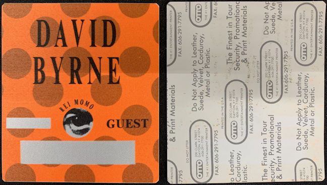 ##MUSICBP2214 - Set of 12 David Byrne (Talking Heads) Cloth OTTO Backstage VIP Pass from the 1989 Rei Momo Tour