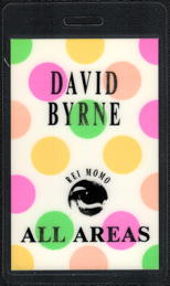 ##MUSICBP2195 - David Byrne OTTO Laminated All Areas Backstage Pass from the 1989 Rei Momo Tour - Talking Heads