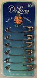#CS440 - DeLong 10¢ Display Card with 6 Never Rust Guarded Coil Safety Pins