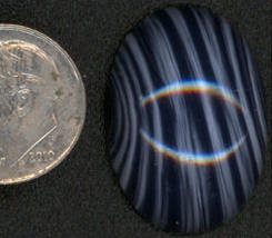 #BEADS0431 - Large 25mm Dark Cobalt and White Striped Cabochon - Cherry Brand - As Low as 35¢