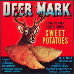 #ZLC431 - Deer Mark Louisiana Porto Rican Sweet Potatoes Crate Label