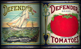 #CS391 - Scarce Large Defender Tomato Meadow Brand Tomatoes Label on an old Wax Seal Can