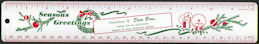 #HH172 - Heavy Tin Lithographed Christmas Ruler from Derr Bros. Soda Supplies - Boonville, IN