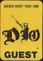 ##MUSICBP0468 -1986 Dio Sacred Heart Tour OTTO Guest Backstage Pass