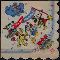 #CH354 - 1950s Licensed Disney Napkin with Mickey and Friends