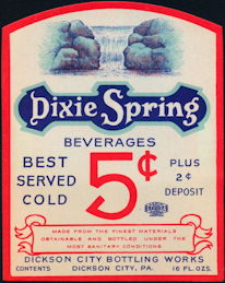 #ZLS196 - Dixie Springs Beverages Soda Bottle Label