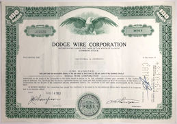 #ZZStock095 - Dodge Wire Corporation Stock Certificate