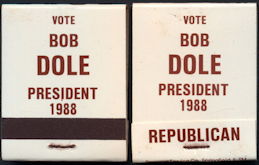 #PL346 - Unused Bob Dole Match Pack from the 1988 Republican Primary