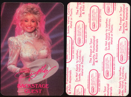 ##MUSICBP0150 - Dolly Parton OTTO Backstage/Guest Cloth Backstage Pass