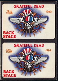 ##MUSICBP0483 - Ultra Rare Uncut OTTO Grateful Dead Cloth Backstage Pass from the 1982 Fall Tour with two passes