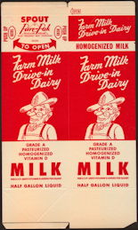 #DA101 - Group of 12 Large Drive-in Dairy Waxed Milk Cartons