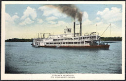 #UPaper186 - Unused Steamboat Postcard - Steamer Dubuque on Mississippi River