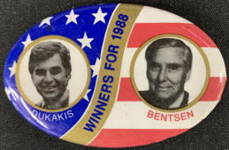 #PL446 - Oval Dukakis Bensen Jugate Button - Sc...