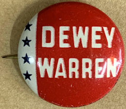 #PL419.043 - 1948 Dewey Warren Pinback (Defeated by Truman)