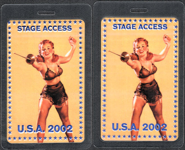 ##MUSICBP1500 - Rare Stage Access Laminated OTTO Bob Dylan Pass with Fencing Pinup Girl from the 2002 U.S.A. Tour